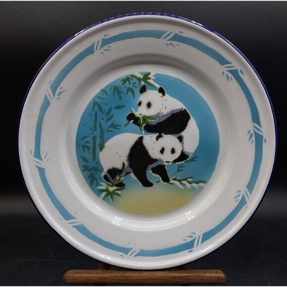 Bumper Harvest Panda Bamboo 9 1/4” Enamelware 602P- 01 Plate - Picture 1 of 6